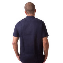 Load image into Gallery viewer, Camp-Collar Linen Short Sleeve Shirt - Dark Navy