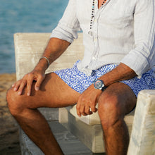 Load image into Gallery viewer, Abstract Blue Swim Short