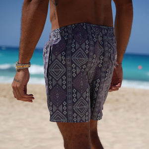 Purple Tribal Swim Short
