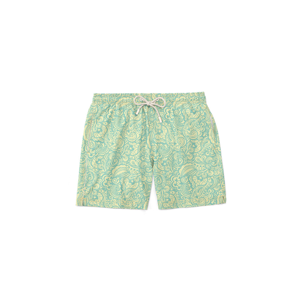 Yellow Floral Kids Swim Short
