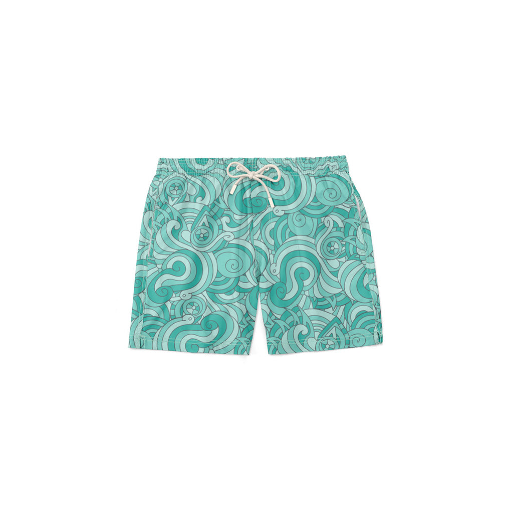 Abstract Green Kids Swim Short
