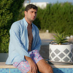 Classic Linen Long Sleeve Shirt - Baby Blue