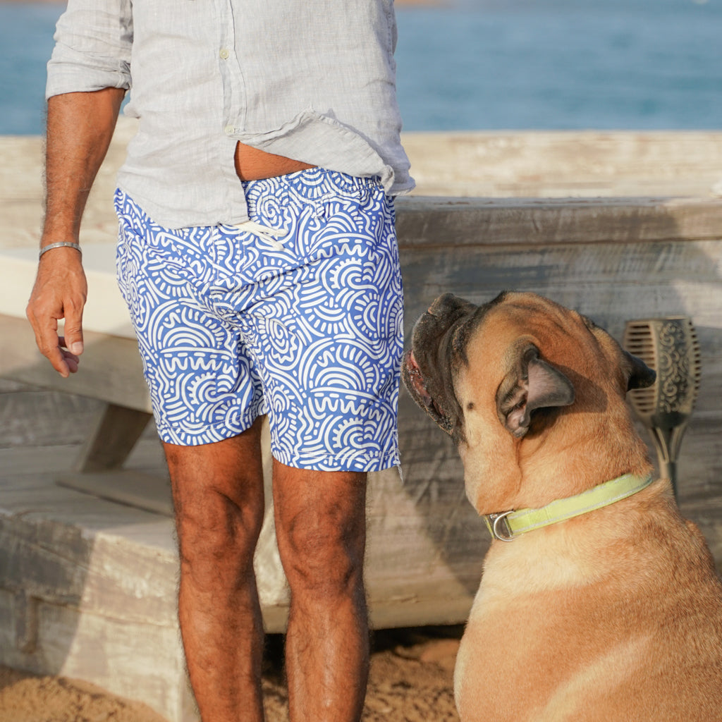 Abstract Blue Swim Short