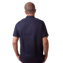 Load image into Gallery viewer, Camp-Collar Linen Short Sleeve Shirt - Dark Navy
