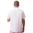Camp-Collar Linen Short Sleeve Shirt - White