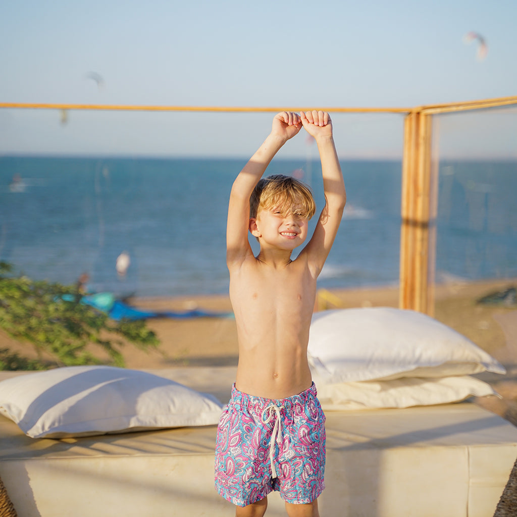 Floral Leaf Kids Swim Short