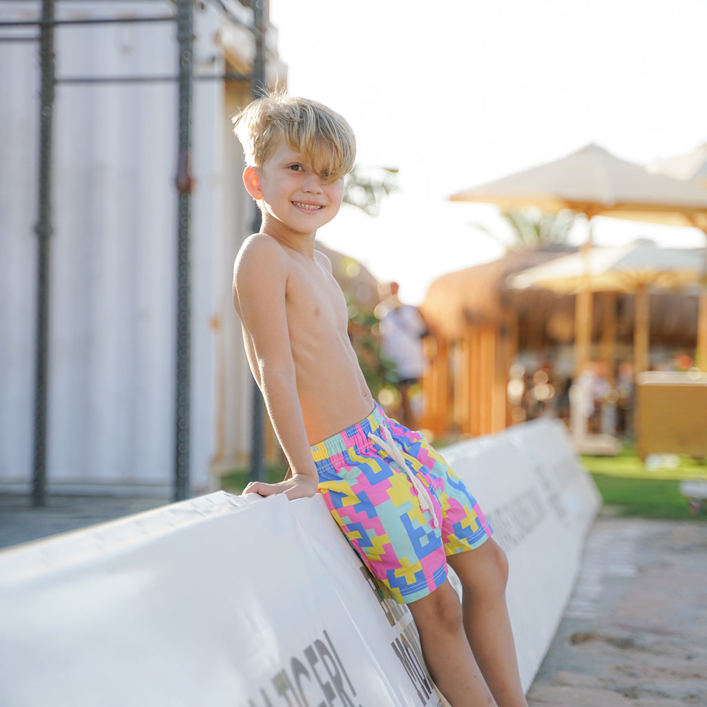 Geo Colors Kids Swim Short