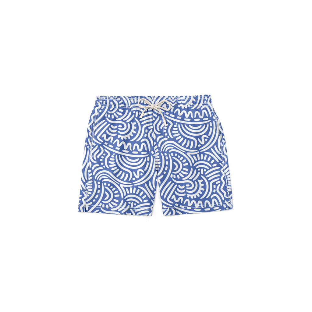 Abstract Blue Kids Swim Short